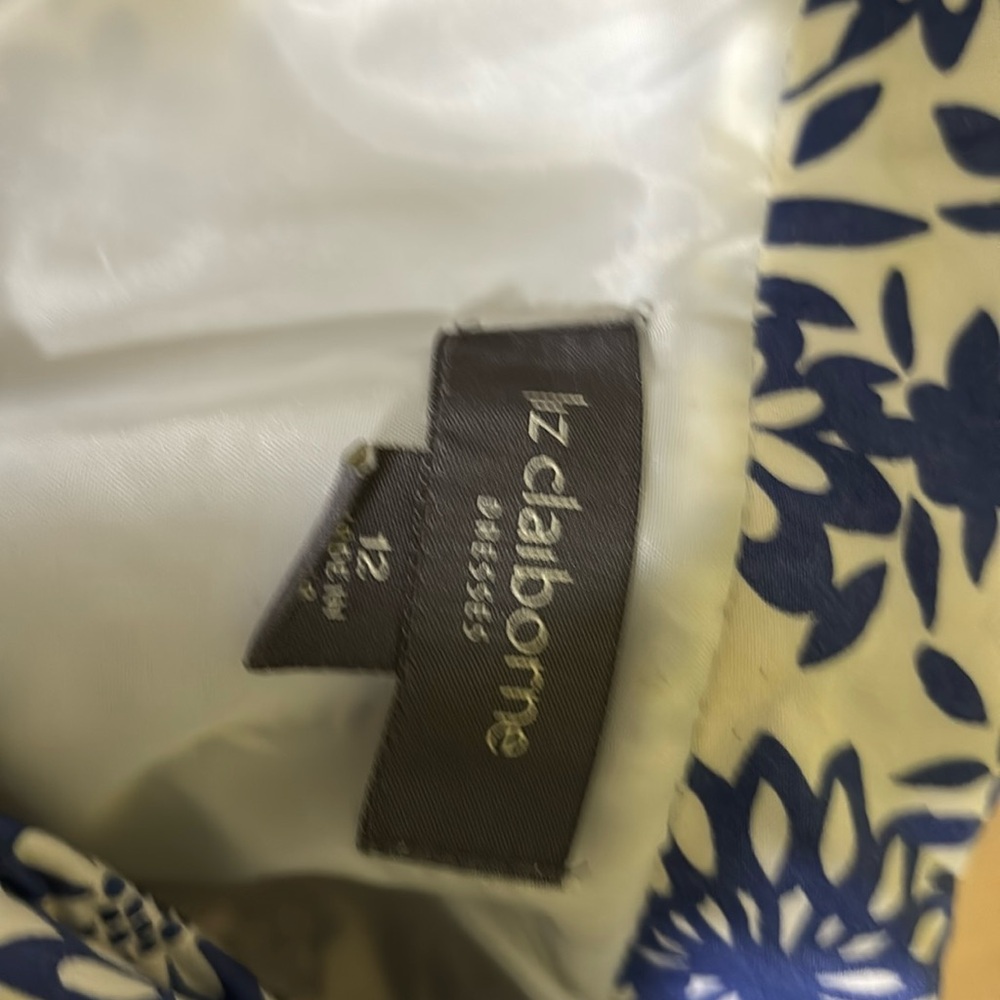 Liz 20 butter down summer pleated dress, blue & white floral, below the knee